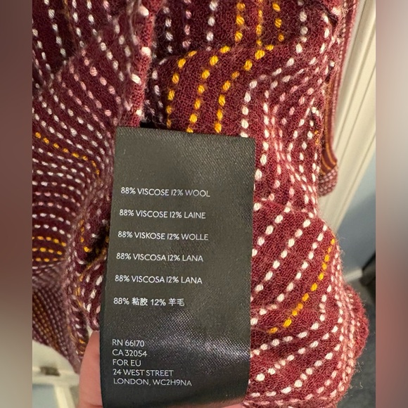 ANTHROPOLOGIE Isadora Wool Blend Stripe Red Button Back Tunic Shirt Size XS - Picture 11 of 11